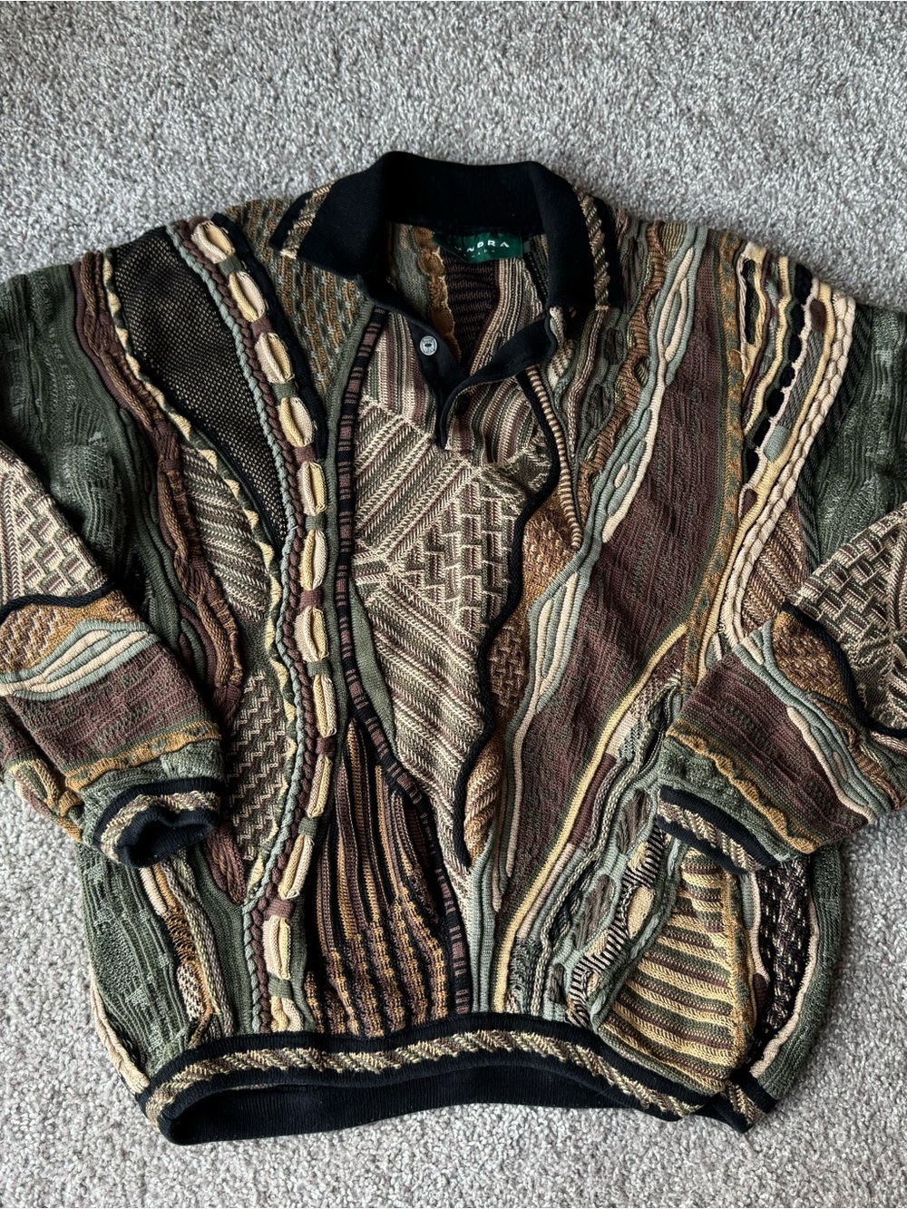 Vintage Tundra Multicolor Textured Knit Sweater - Earth Tones XL